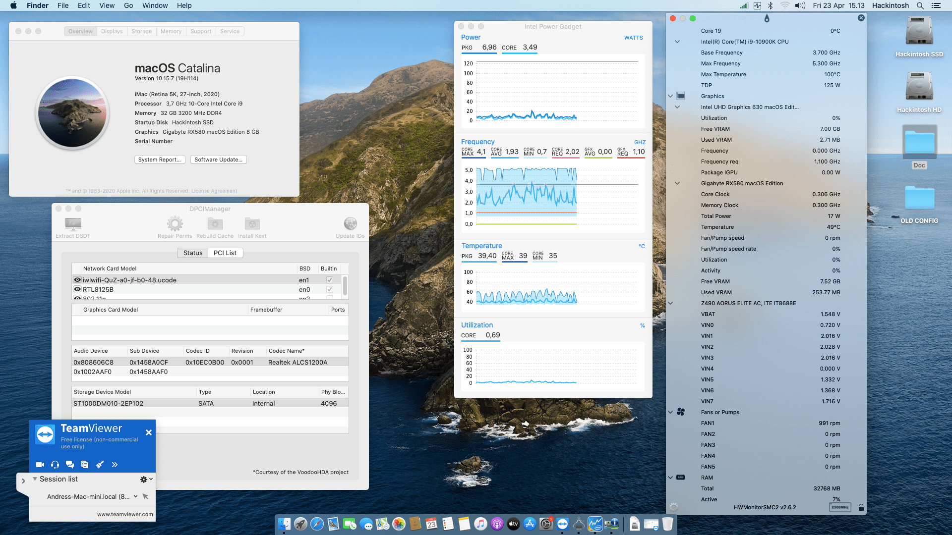 Success Hackintosh macOS Catalina 10.15.7 Build 19H114 in Gigabyte Z490 Aorus Elite AC + Intel Core i9 10900K + Gigabyte RX 580